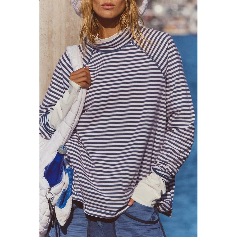 fp movement Restoration Yarn Dye Stripe Layer Sailor Stripe Navy size medium